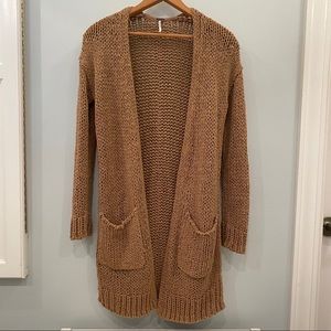 Free People Brown Open Weave Cardigan